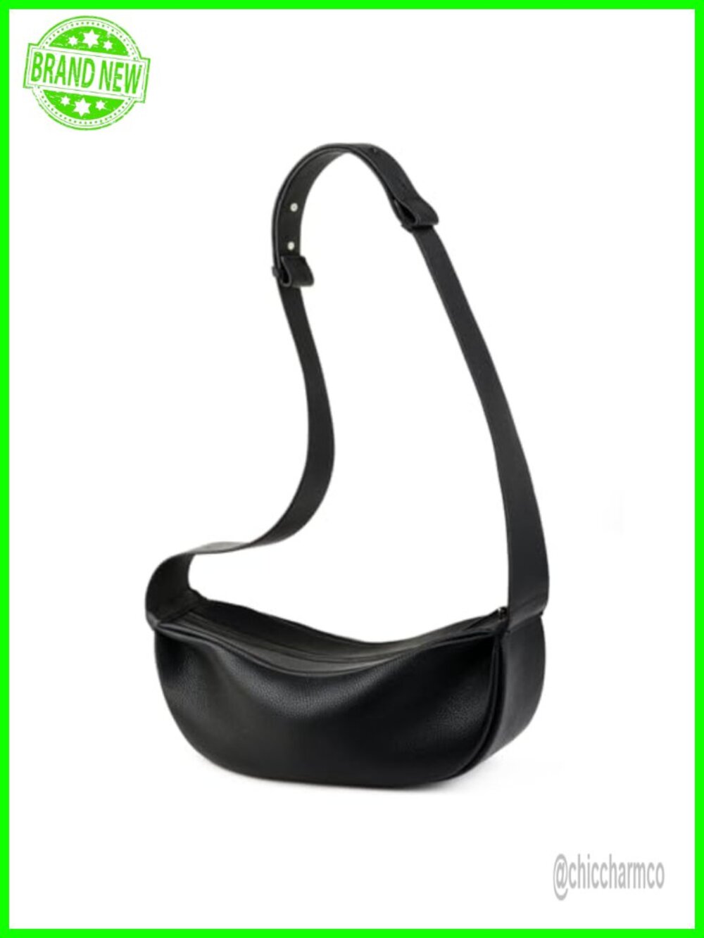 Genuine Leather Sling Bag Crossbody Hobo Wide Strap Minimalist